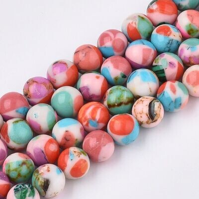 Dyed Synthetic Gemstone Beads, Mixed Colours, 1 Strand
