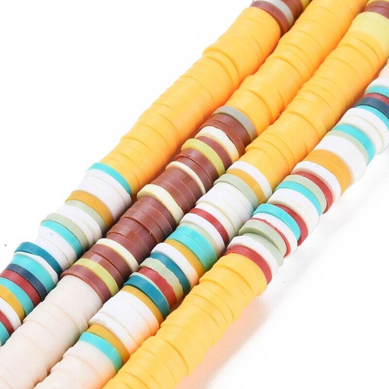 Polymer Clay Heishi Bead Strand, Mixed, 6mm