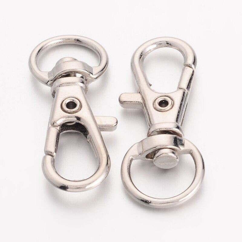 10 x Platinum Plated Lanyard Keyrings, 30mm