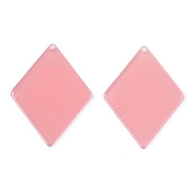 4 x Resin Diamond Pendants in Pink, 42x31mm