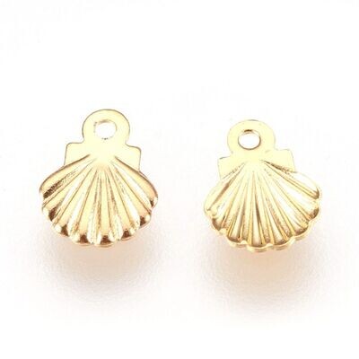 Stainless Steel Gold Shell Charm, 7x5mm