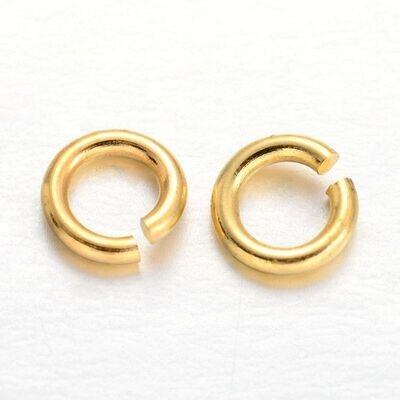 50 x Yellow Gold Plated Open Jump Rings, 6mm x 1mm