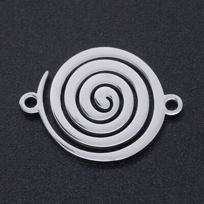 Stainless Steel Spiral Link Connector, 14x18x1mm, Hole 1.4mm