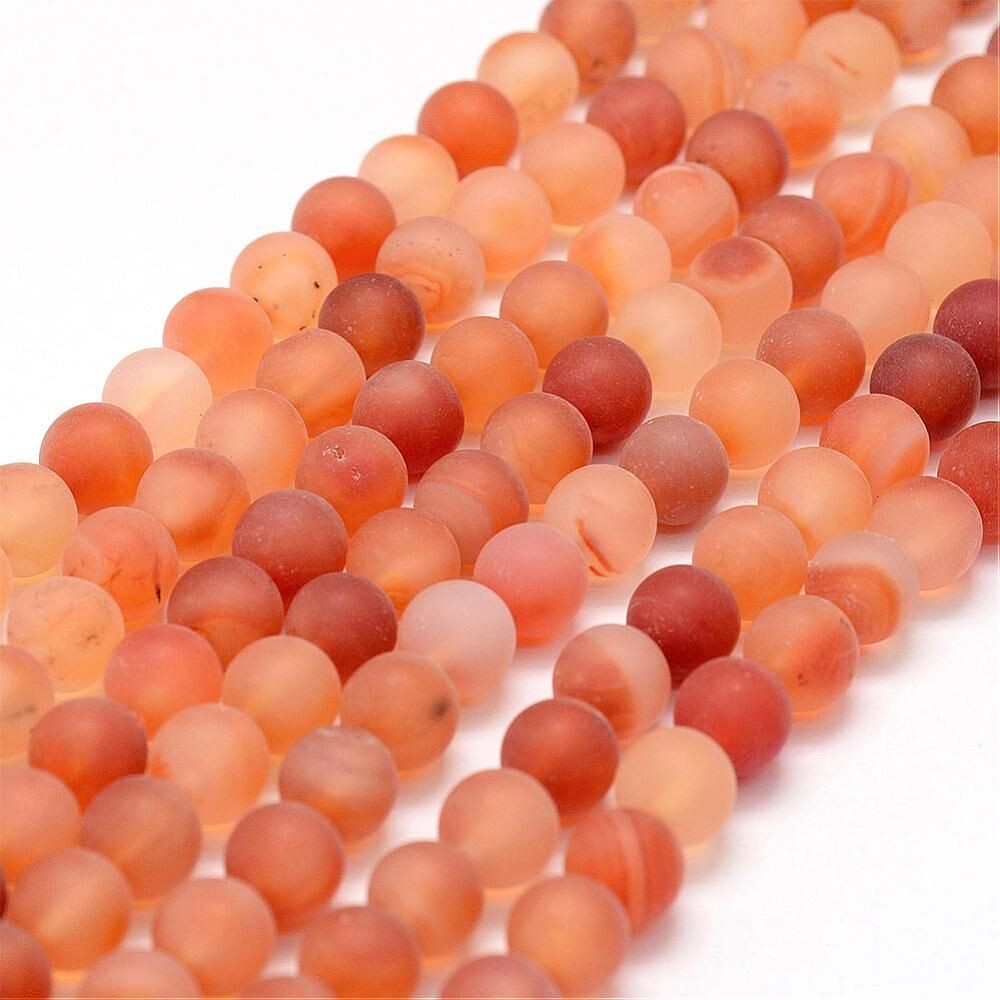 Frosted Natural Carnelian Beads, 8mm, 1 Strand