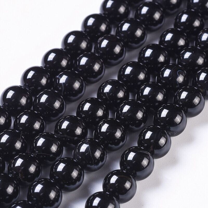 Black Onyx Gemstone Beads, 6mm, 1 Strand