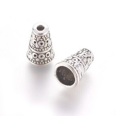 10 x Tibetan Style Antique Silver Cone Beads, 7x10mm