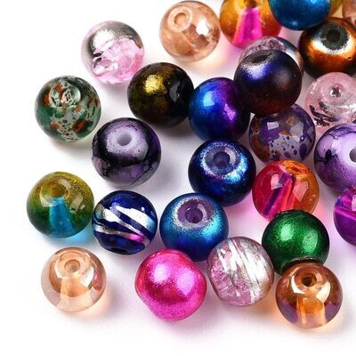 200 x Mixed Glass Beads, 6mm