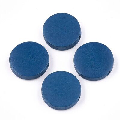 20 x Painted Wooden Beads, 15x4mm, Blue