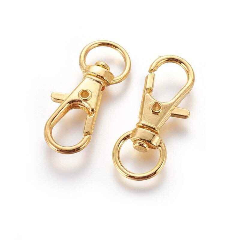 10 x Gold Plated Lanyard Keyrings, 30mm