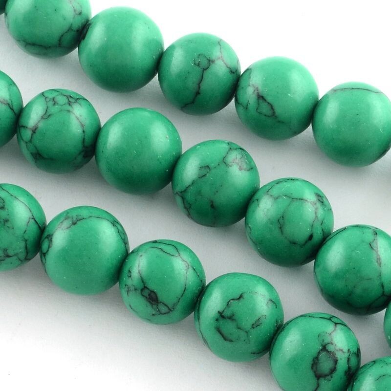 50 x Howlite Beads in Teal & Black, 8mm