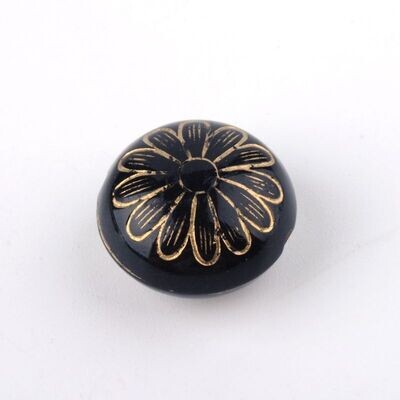 20 x Plated Round Acrylic Beads, 16x10mm, Black & Gold