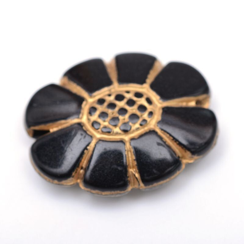 10 x Plated Oval Acrylic Beads, 24x19mm, Black & Gold