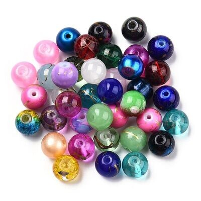 400 x Mixed Glass Beads, 4mm