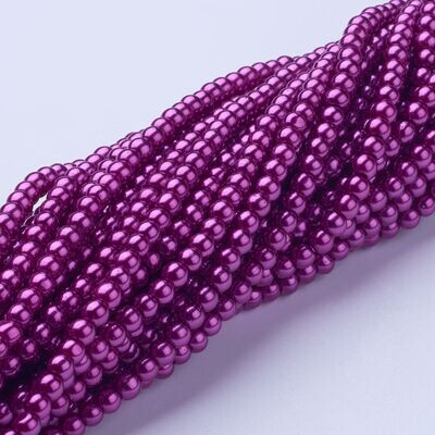 4mm Glass Pearls in Purple, 1 Strand