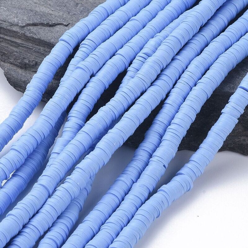 Polymer Clay Heishi Bead Strand, Light Cornflower, 6mm