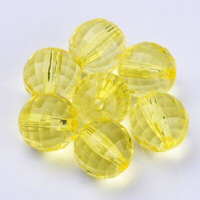 30 x 12mm Faceted Acrylic Beads in Yellow