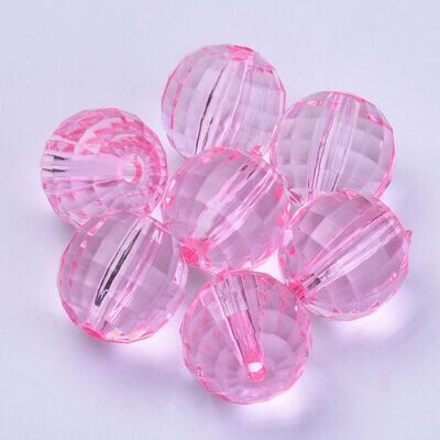30 x 12mm Faceted Acrylic Beads in Pink