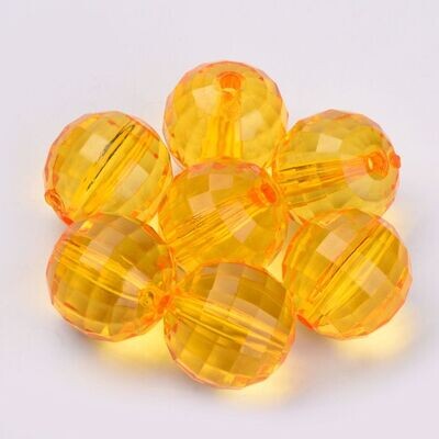 30 x 12mm Faceted Acrylic Beads in Orange