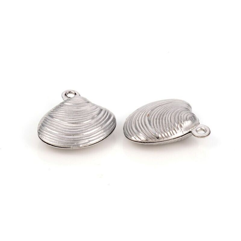 Stainless Steel Shell Charm, 14x14mm
