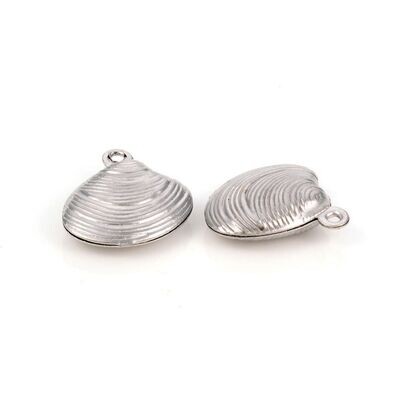 Stainless Steel Shell Charm, 14x14mm
