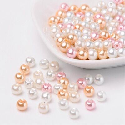 200 x 6mm Glass Pearls, Pastel Pinks & Peaches