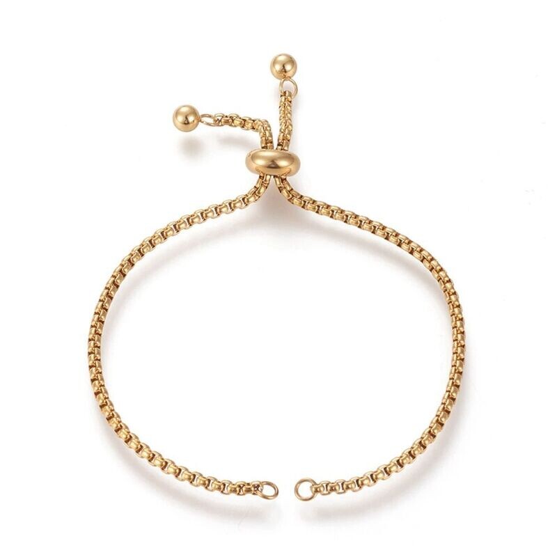 Adjustable Stainless Steel Gold Box Chain Bracelet