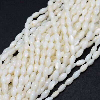 Natural Shell Oval Beads, 8x4mm, 1 Strand