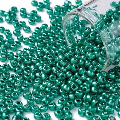 Metallic Seed Beads in Teal, Size 8, 3mm