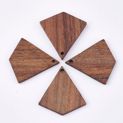 Natural Walnut Wood Pendant, 28x26x3mm