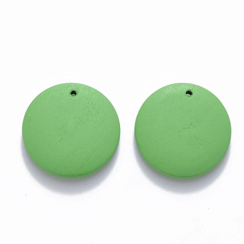 10 x 20mm Painted Wooden Pendants, Green