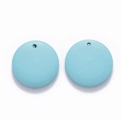 10 x 20mm Painted Wooden Pendants, Turquoise