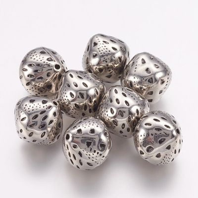10 x Patterned Antique Silver Acrylic Beads, 17x17mm