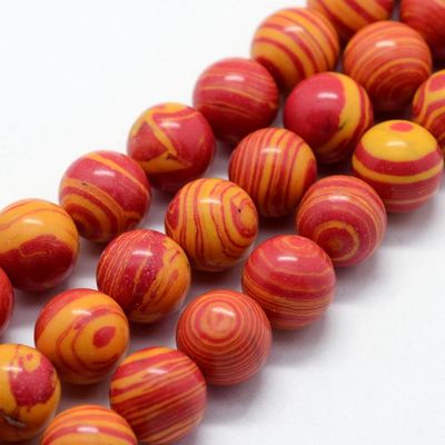 Synthetic Dyed Malachite, Orange/Yellow Mix, 4mm, 1 Strand