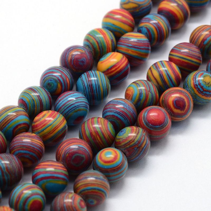 Synthetic Dyed Malachite, Mixed Colours, 4mm, 1 Strand