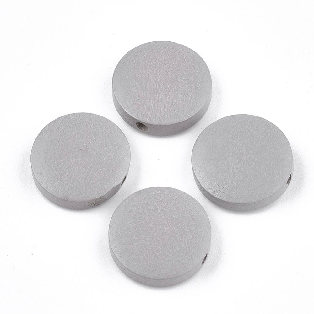 20 x Painted Wooden Beads, 15x4mm, grey