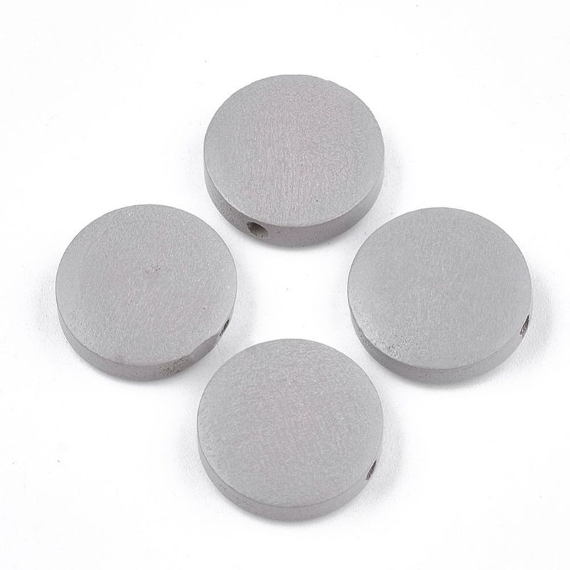 20 x Painted Wooden Beads, 15x4mm, grey