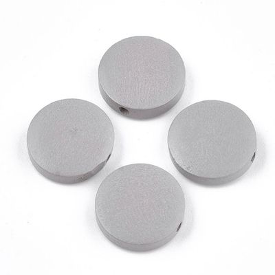 20 x Painted Wooden Beads, 15x4mm, grey