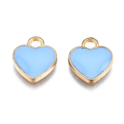 Enamel & Light Gold Heart Charm, 10x12mm