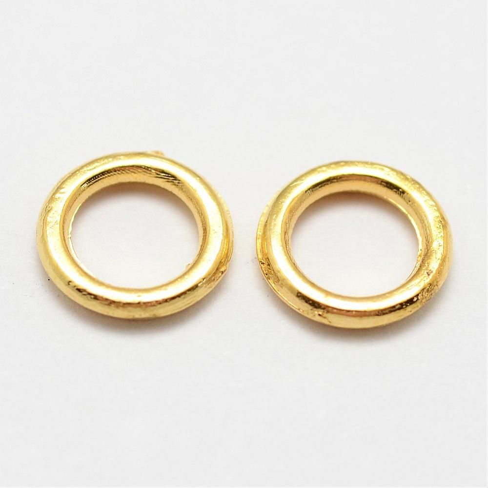 50 x Gold Plated Closed Jump Rings, 7x1mm
