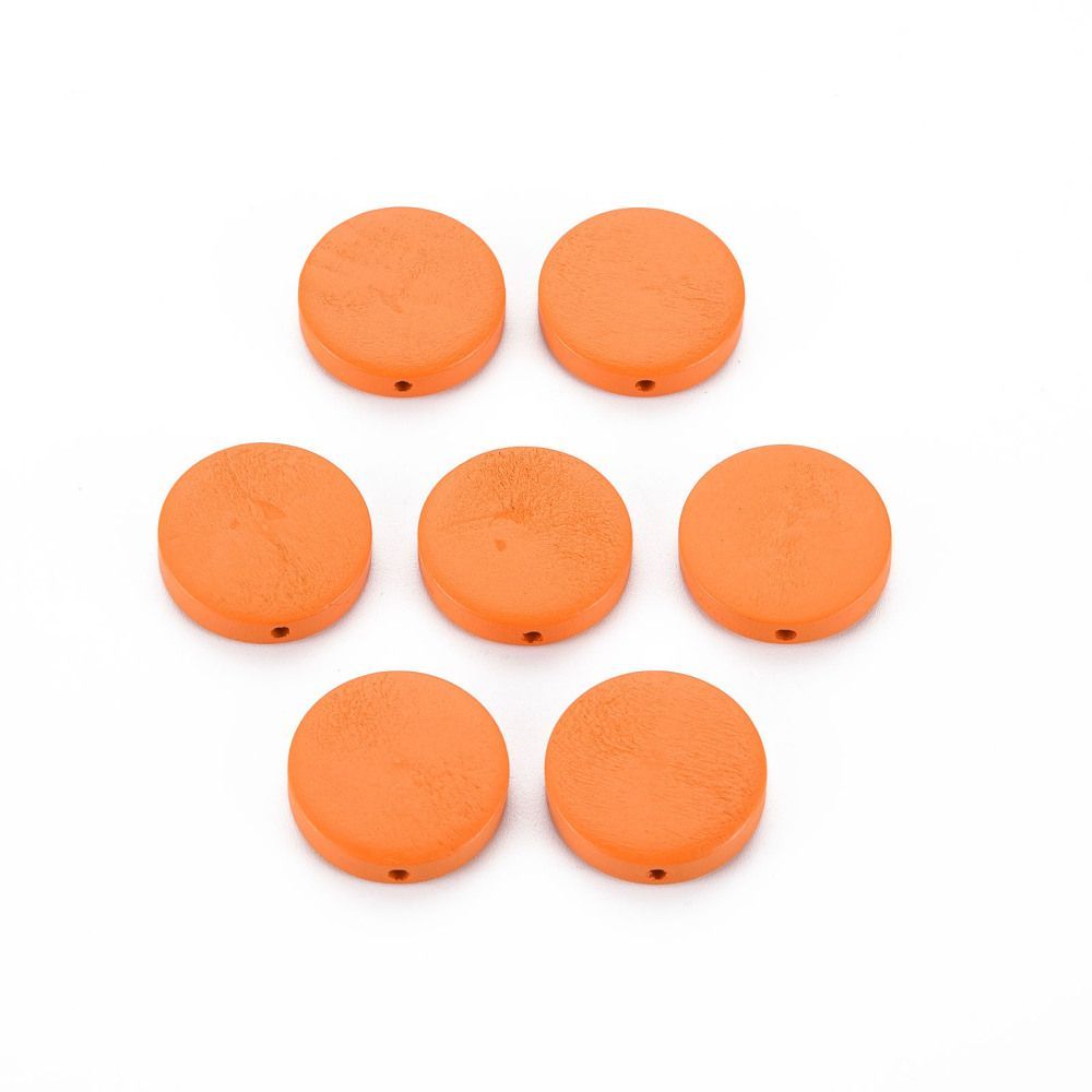 20 x Wooden Beads, 20x5mm, Orange