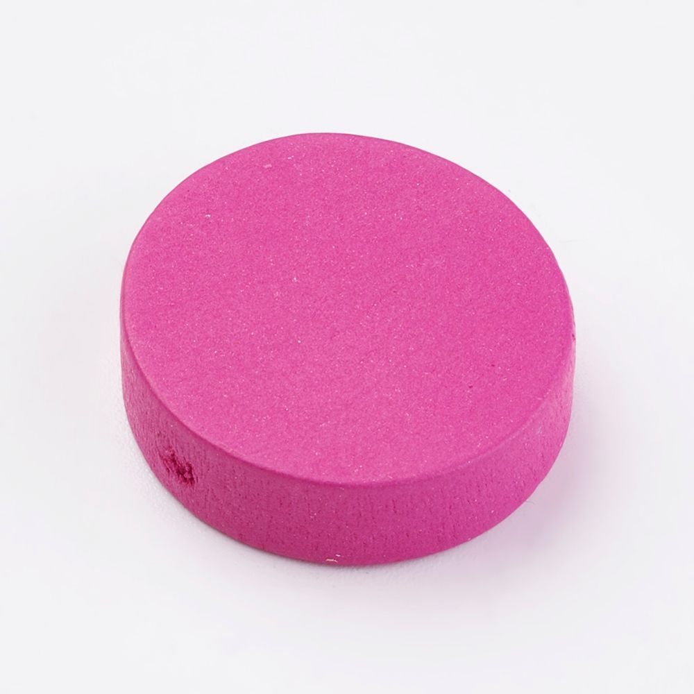 20 x Wooden Beads, 20x6mm, Fuchsia Pink