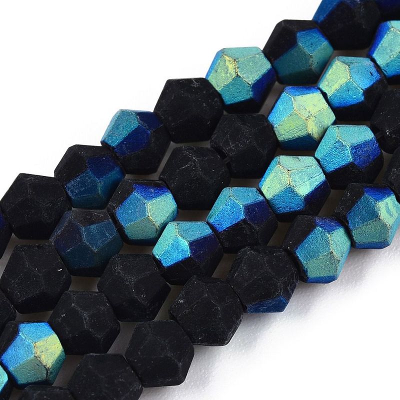 4mm Frosted Glass Bicone Beads, Black