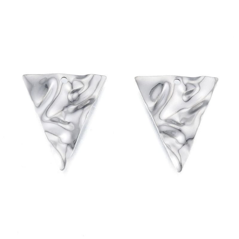 Stainless Steel Wavy Triangle Drop Pendant, 24mm