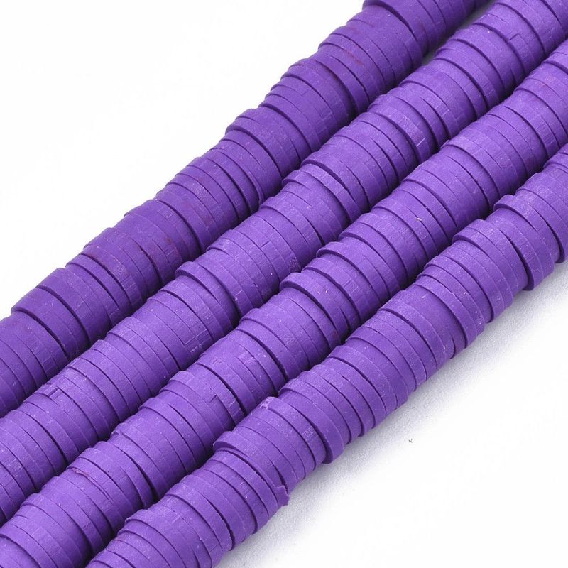 Polymer Clay Heishi Bead Strand, Purple, 6mm