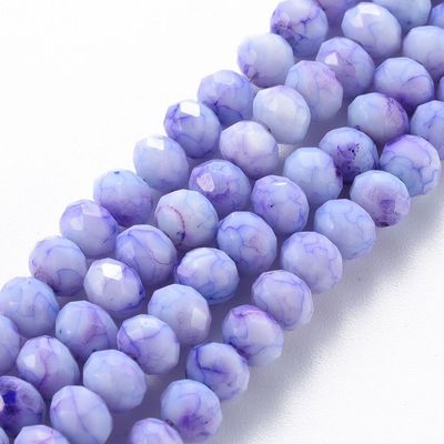 6x5mm Opaque Faceted Glass Rondelles in Pastel Purple, 1 Strand