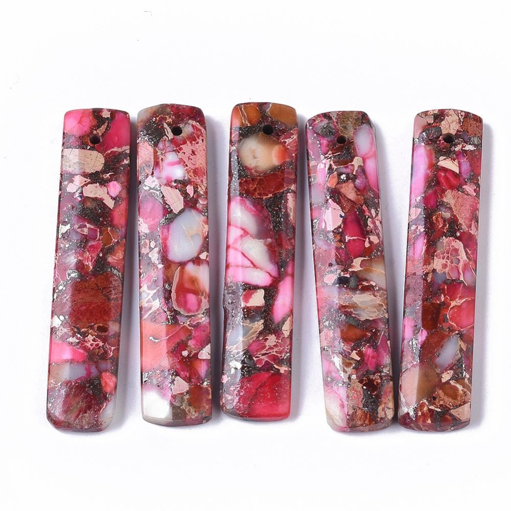 Mixed Dyed Jasper Pendant, 48x10x4mm