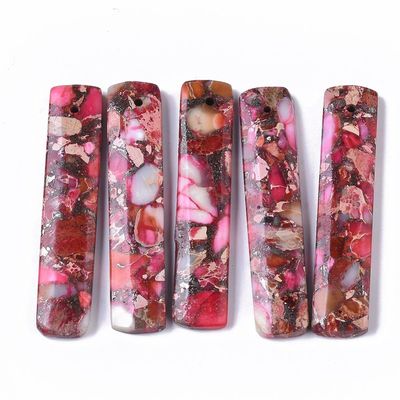 Mixed Dyed Jasper Pendant, 48x10x4mm