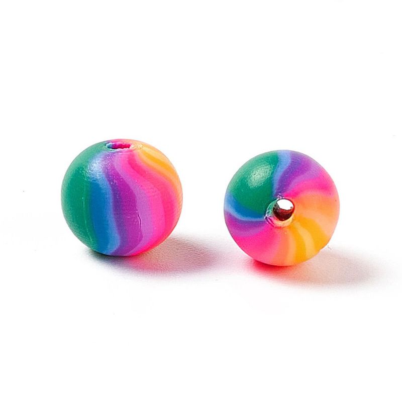 50 x Polymer Clay Beads, Rainbow, 8mm