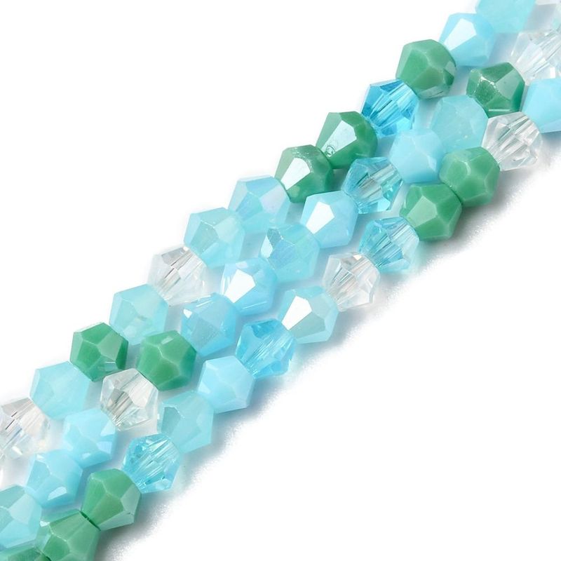 4mm AB Plated Bicone Crystals in Turquoise Mix