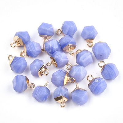 Dyed Natural Jade Faceted Charm/Pendant, Lilac, 12x8mm